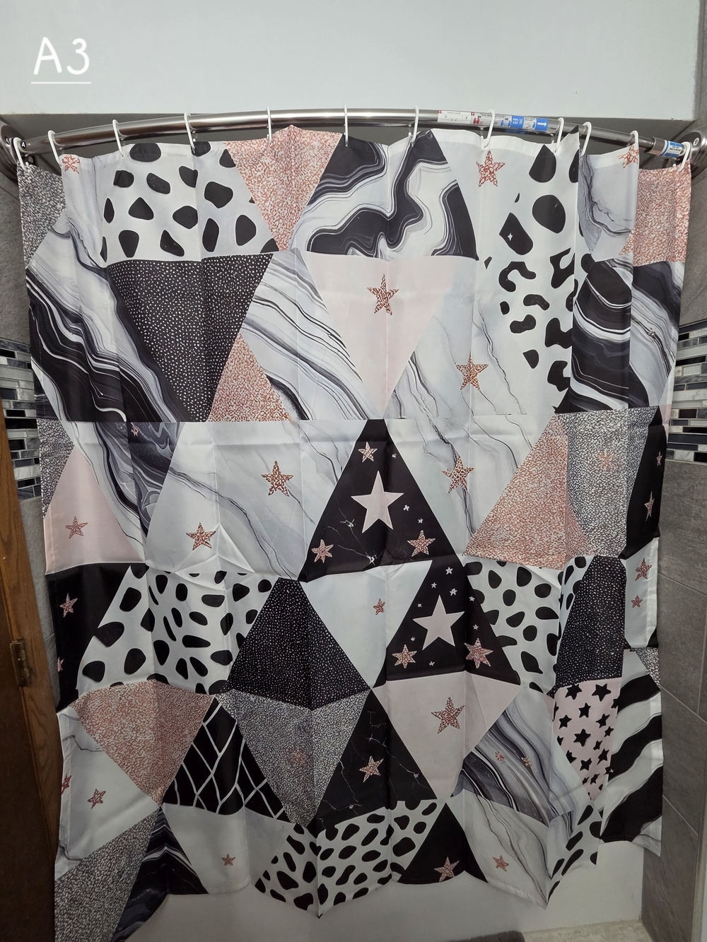 NWOT Water Resistant Fabric Shower Curtain with Rose Accents